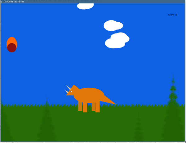 Pluie de Météorites jeu fait sur processing. Il est nécéssaire d'avoir Processing installé pour y jouer, mais le code est accessible sur un dépot git (lien ci-dessous)
